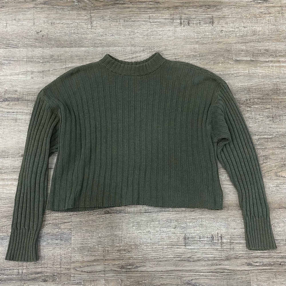 American Eagle Outfitters Olive Ribbed Sweater - Picture 2 of 4